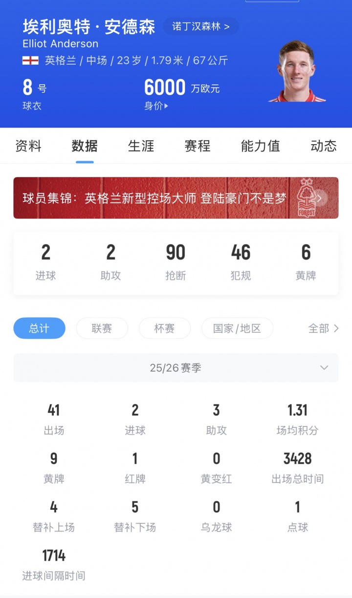 开云APP-德天空：森林预计安德森若离队会去曼联或曼城，要价1亿-1.2亿镑